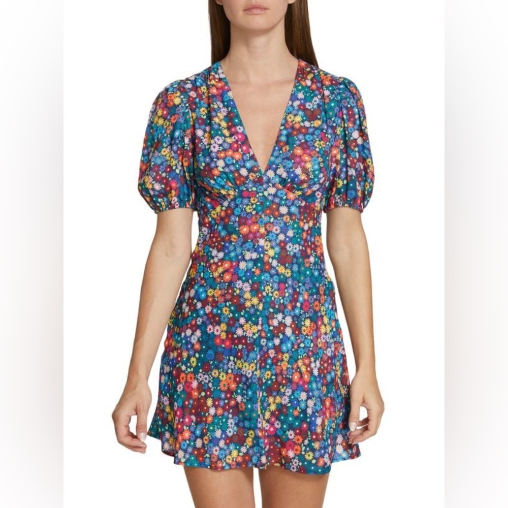 NWOT STAUD Mills Rainbow Flower Market mini dress